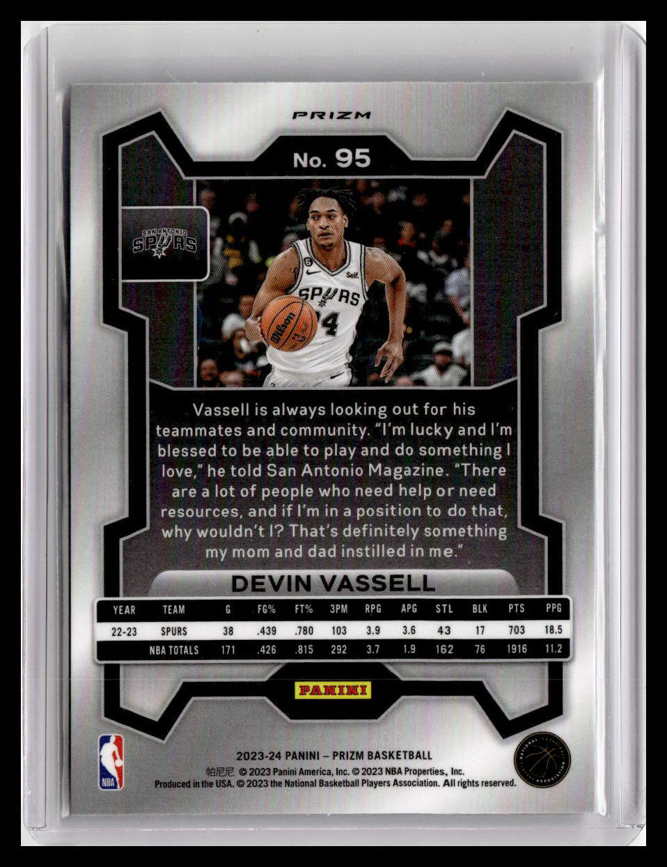 2023-24 Panini Prizm #95 Devin Vassell Prizms Silver