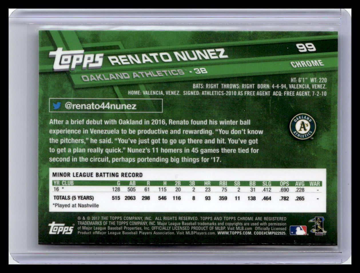 2017 Topps Chrome #99 Renato Nunez