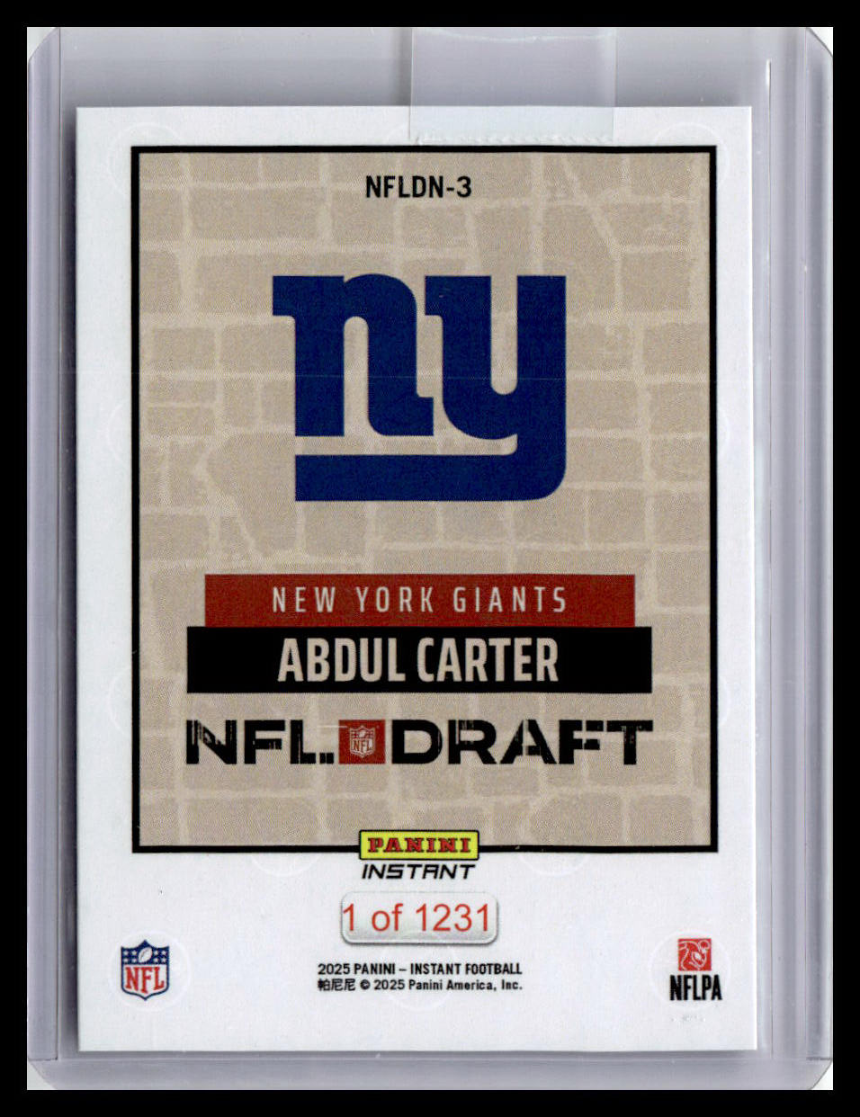 2025 Panini Instant NFL Draft Night #NFLDN-3 Abdul Carter