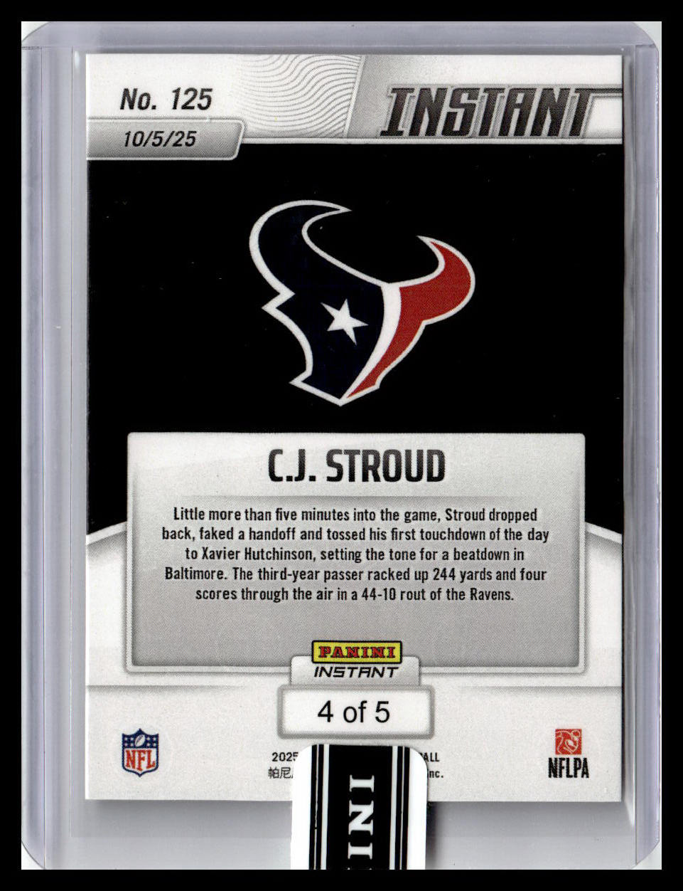 2025 Panini Instant NFL #125 CJ Stroud SSP #/5