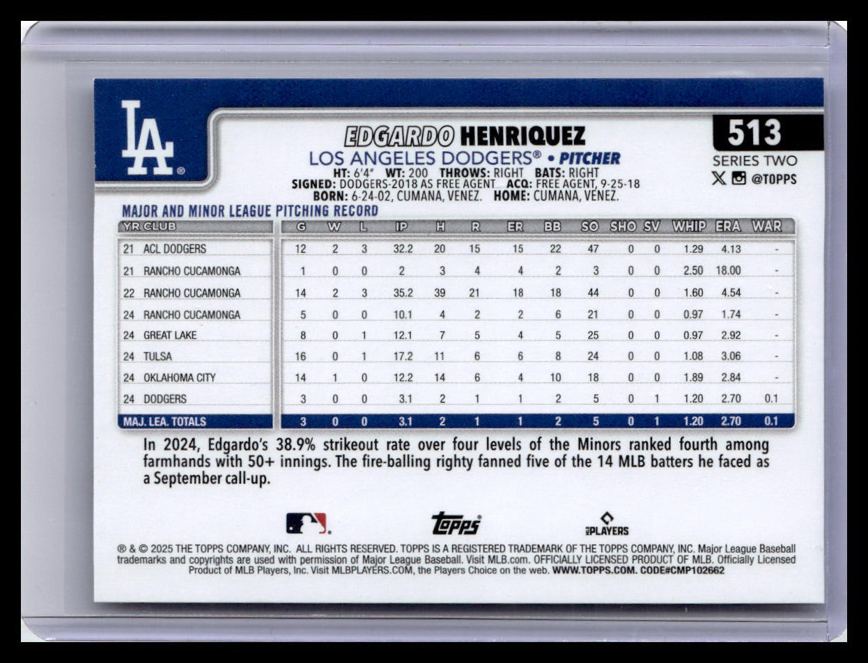2025 Topps #513 Edgardo Henriquez