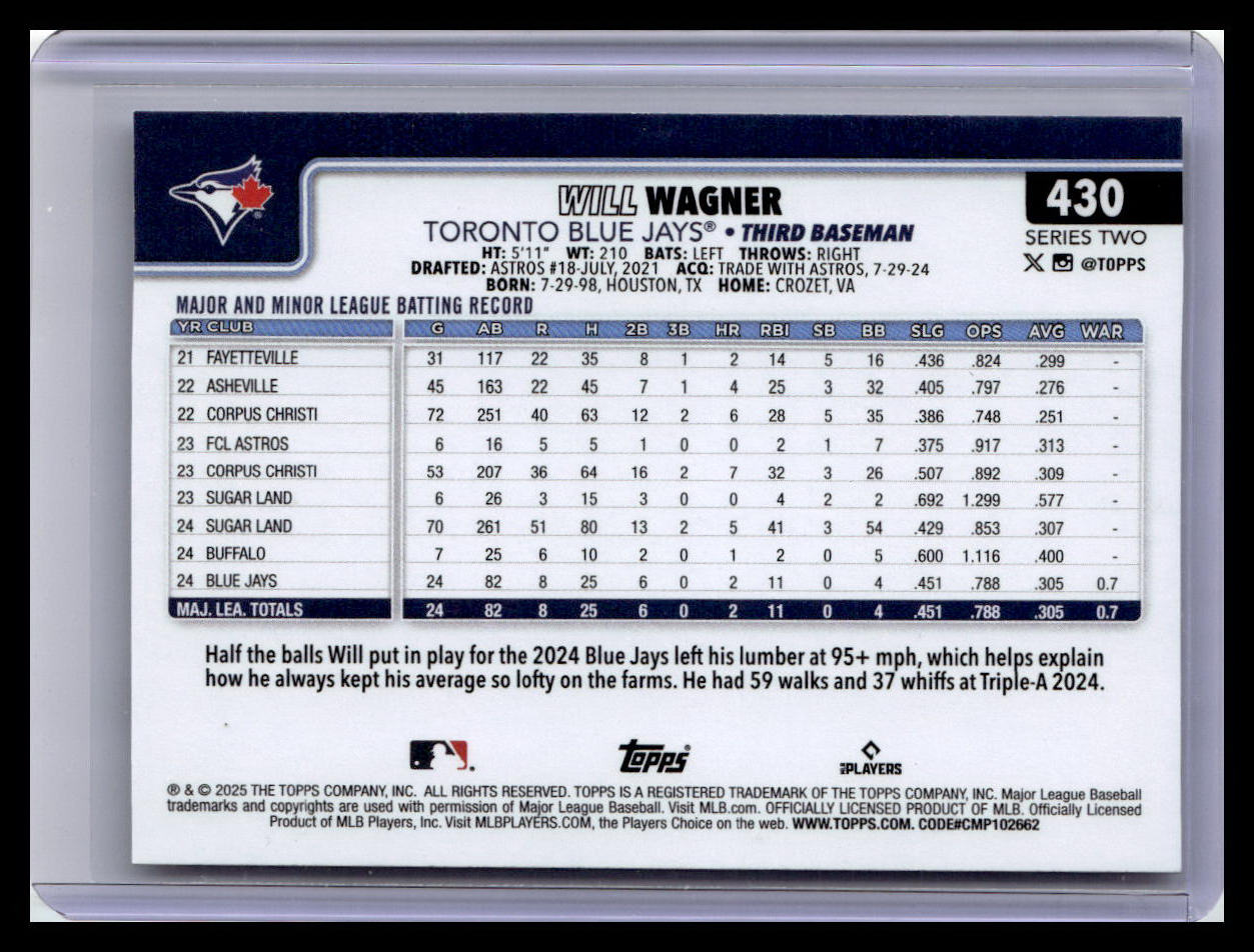 2025 Topps #430 Will Wagner