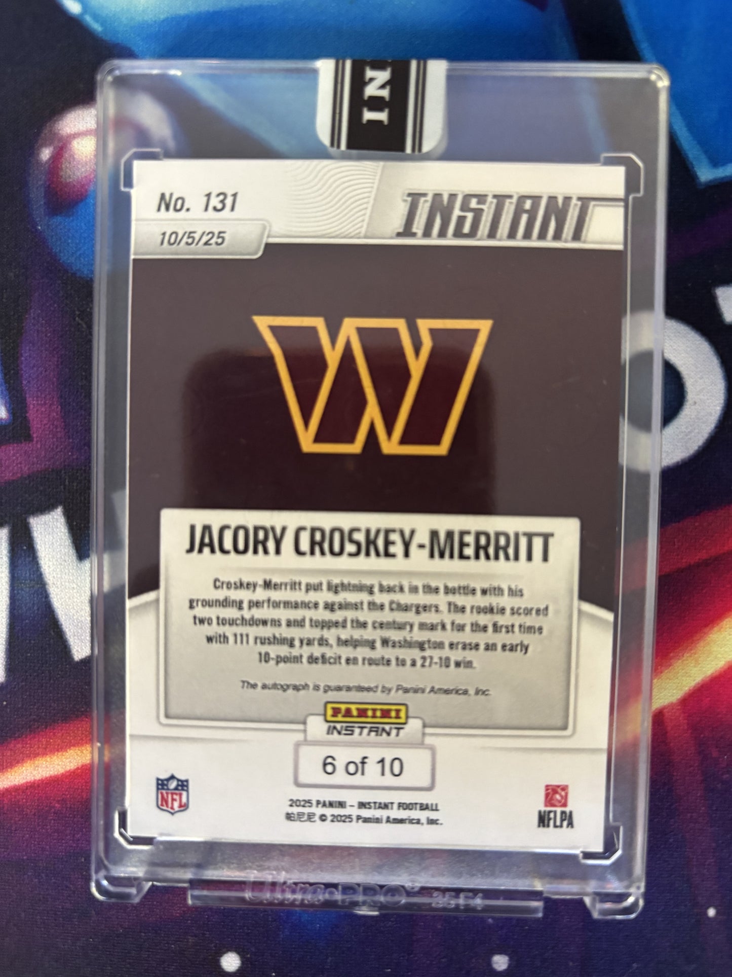 2025 Panini Instant NFL #131 Jacory Croskey-Merritt SSP 6/10