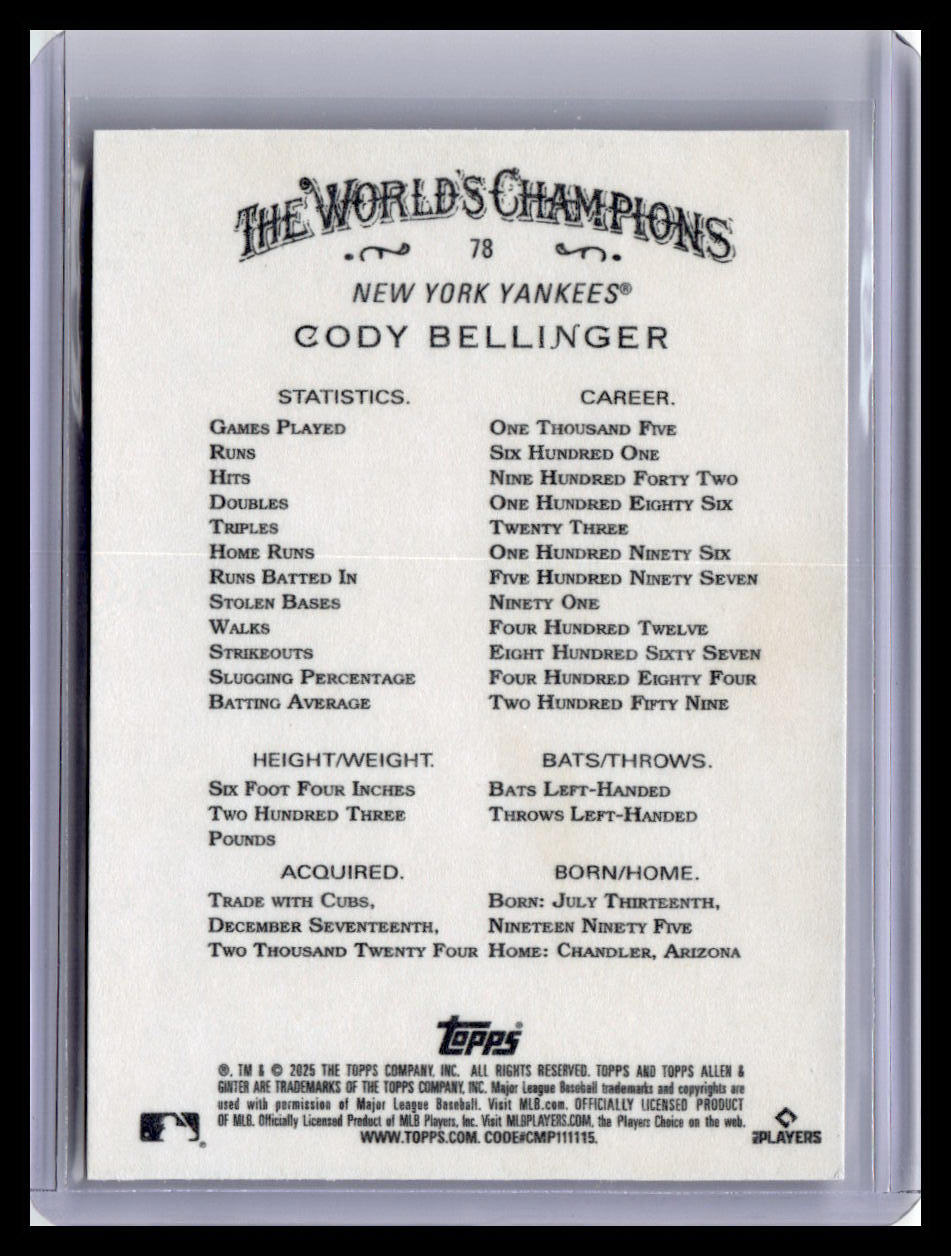 2025 Topps Allen & Ginter #78 Cody Bellinger