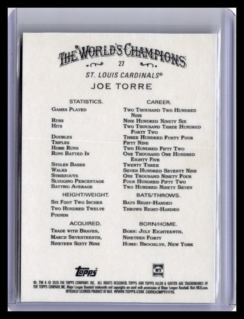 2025 Topps Allen & Ginter #27 Joe Torre
