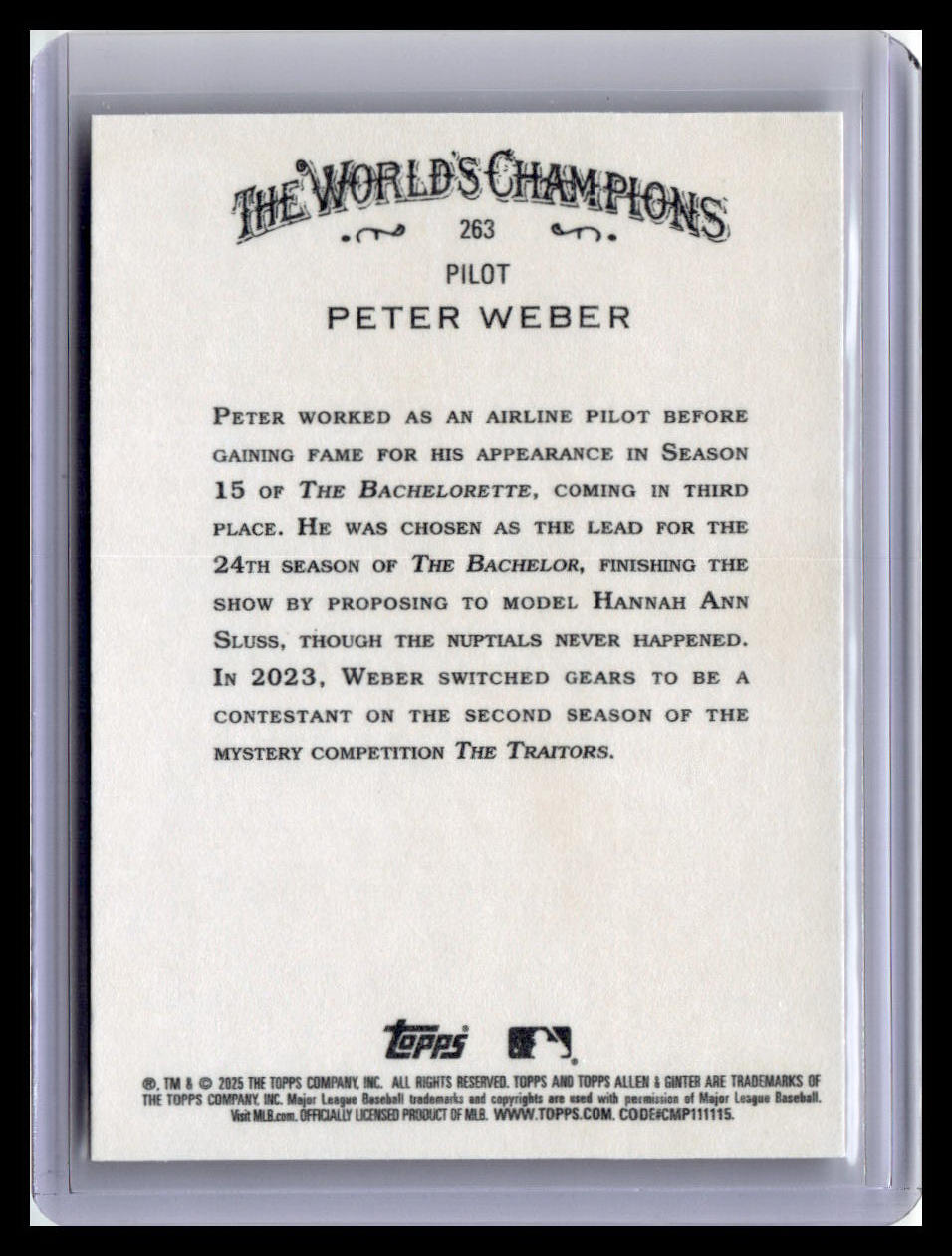 2025 Topps Allen & Ginter #263 Peter Weber
