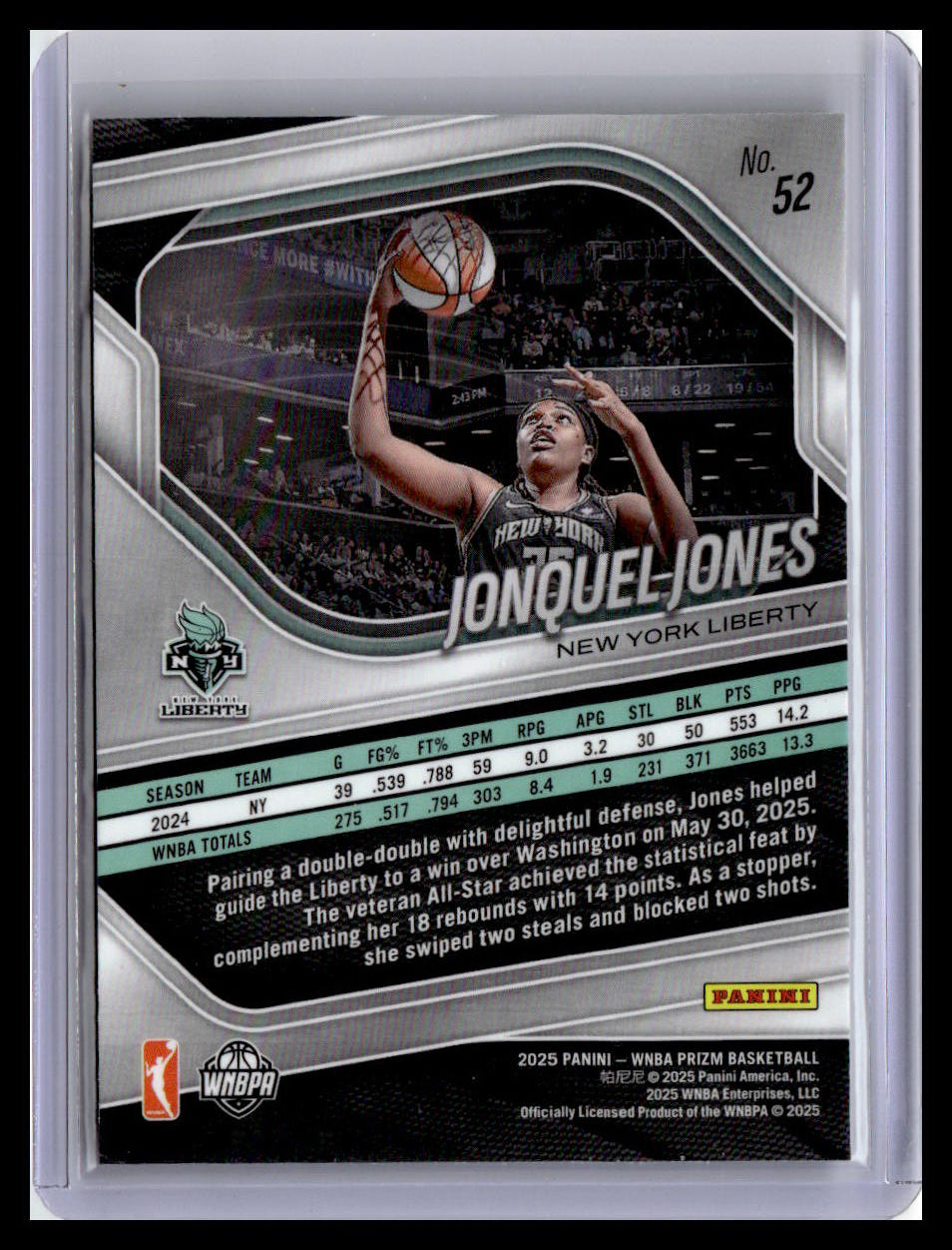 2025 Panini Prizm WNBA #52 Jonquel Jones