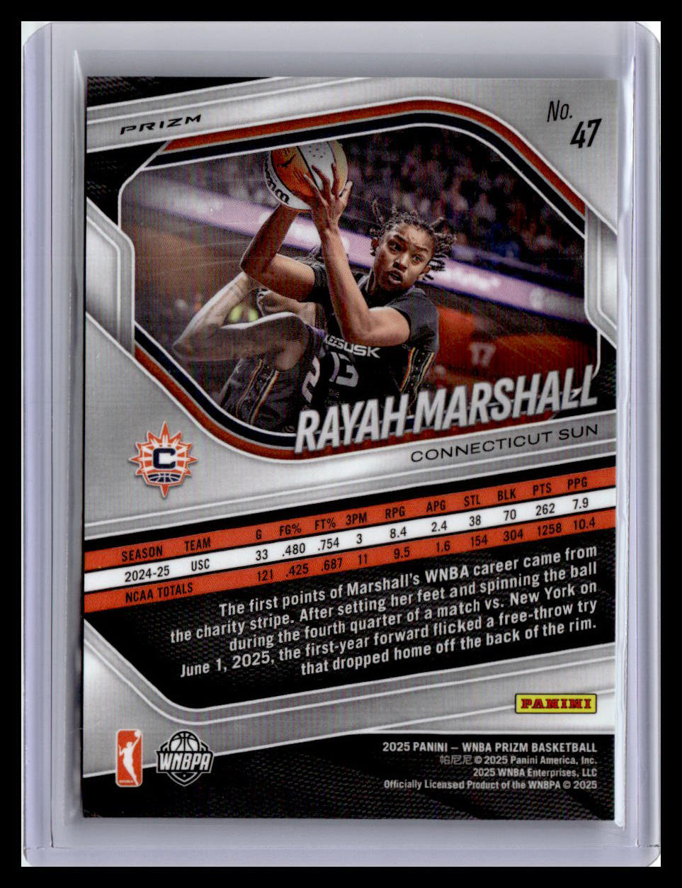 2025 Panini Prizm WNBA #47 Rayah Marshall Silver Prizms