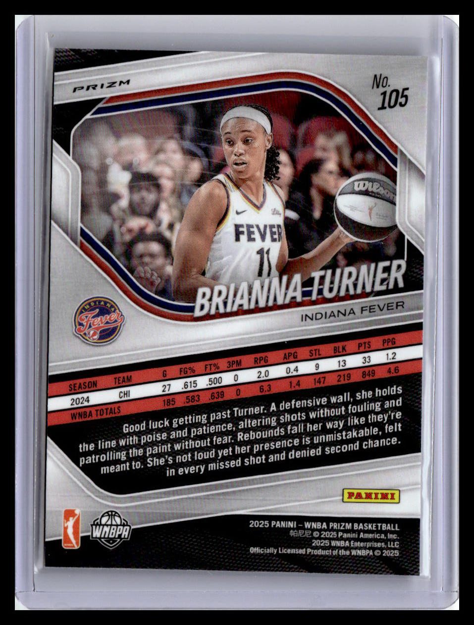 2025 Panini Prizm WNBA #105 Brianna Turner Blue Velocity Prizms