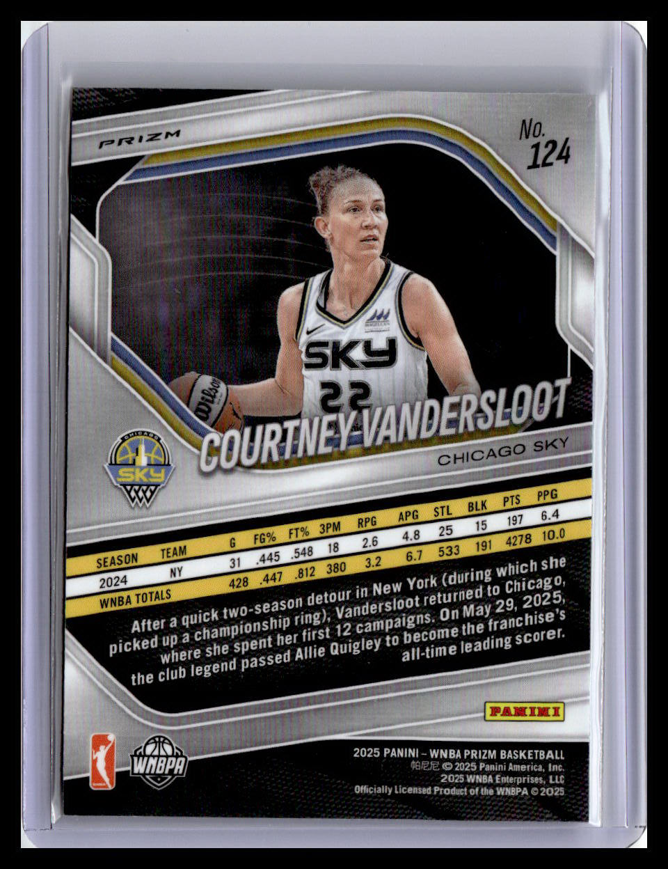 2025 Panini Prizm WNBA #124 Courtney Vandersloot WNBA Logo Prizms