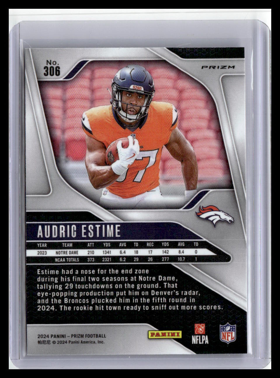 2024 Panini Prizm #306 Audric Estime (RC) Silver