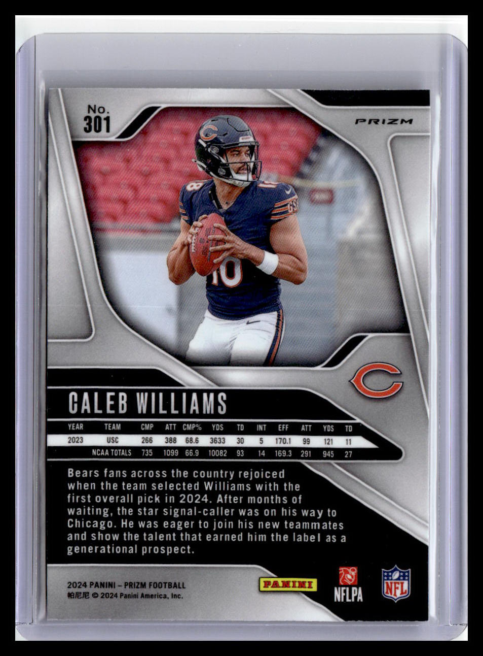 2024 Panini Prizm #301 Caleb Williams (RC) Pink