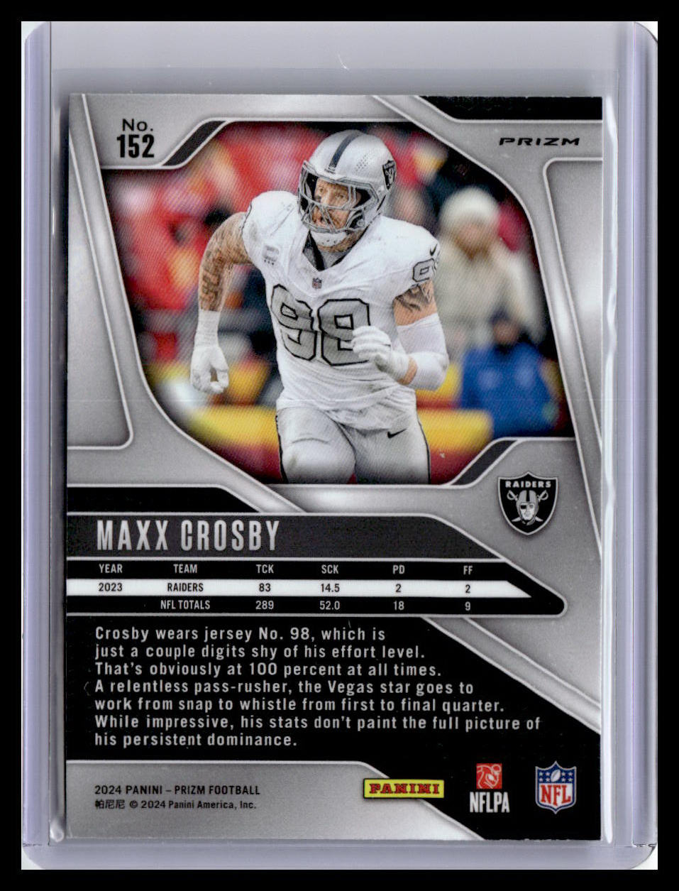 2024 Panini Prizm #152 Maxx Crosby Neon Green Pulsar