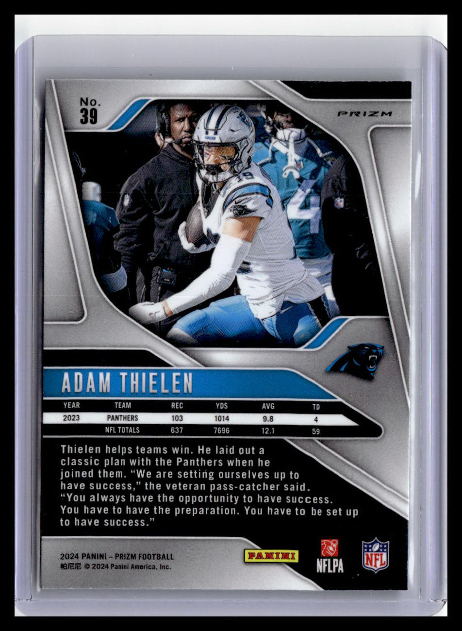 2024 Panini Prizm #39 Adam Thielen Neon Green Pulsar