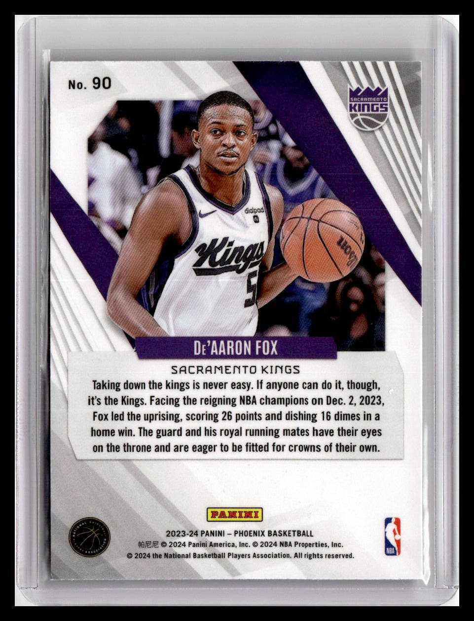 2023-24 Panini Phoenix #90 De'Aaron Fox