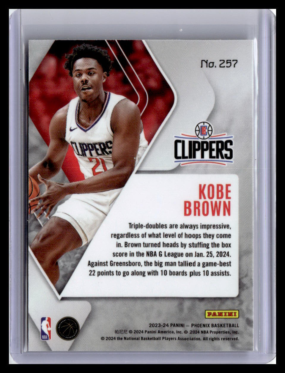 2023-24 Panini Phoenix #257 Kobe Brown (RC)