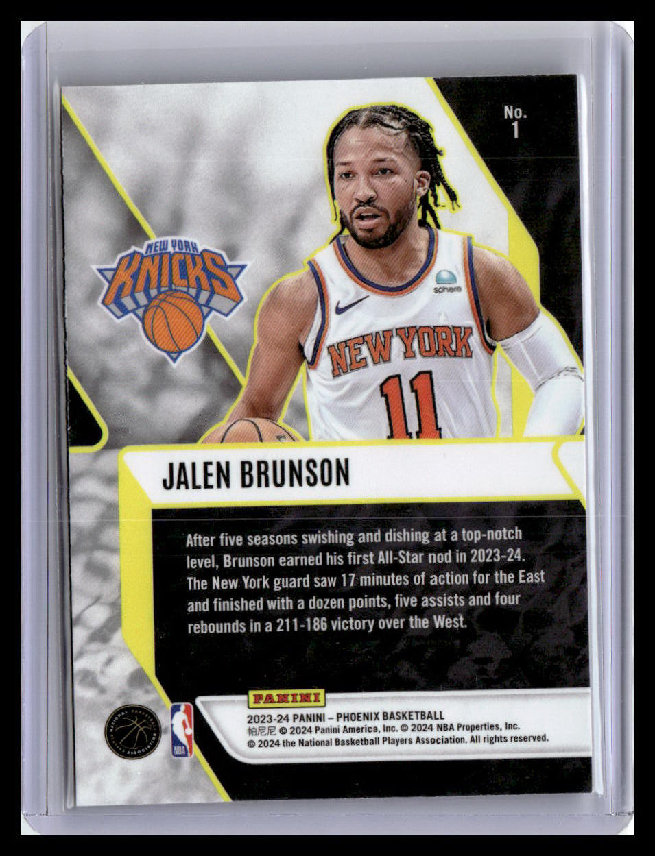 2023-24 Panini Phoenix #1 Jalen Brunson Fade To Black