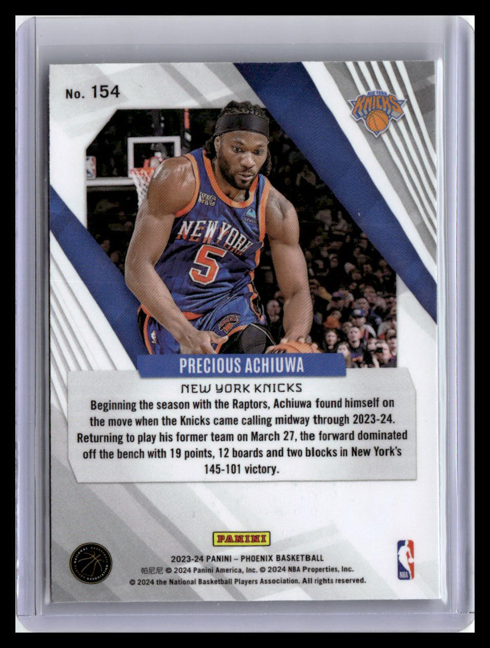 2023-24 Panini Phoenix #154 Precious Achiuwa Phoenix Teal Lazer