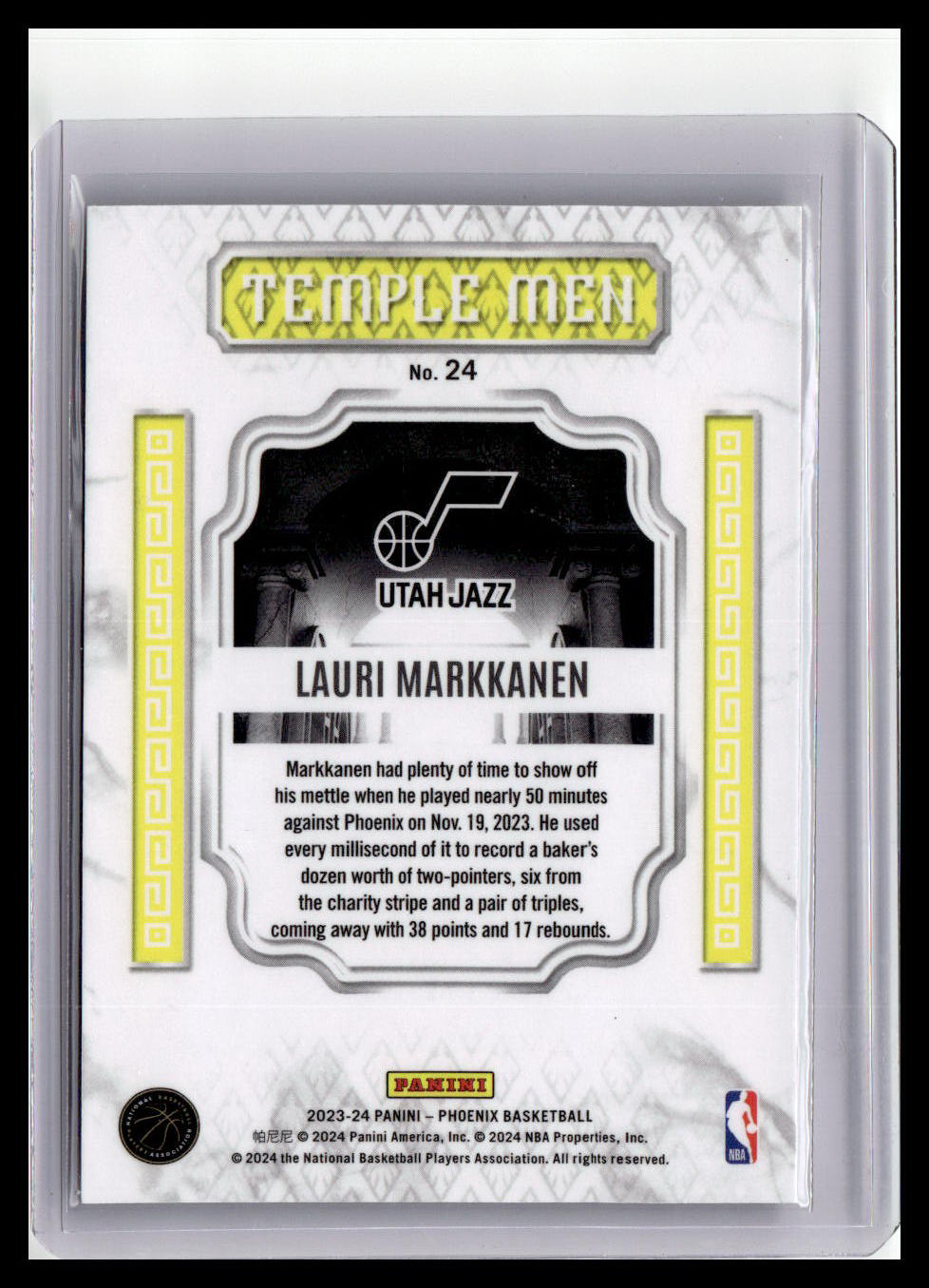 2023-24 Panini Phoenix #24 Lauri Markkanen Temple Men
