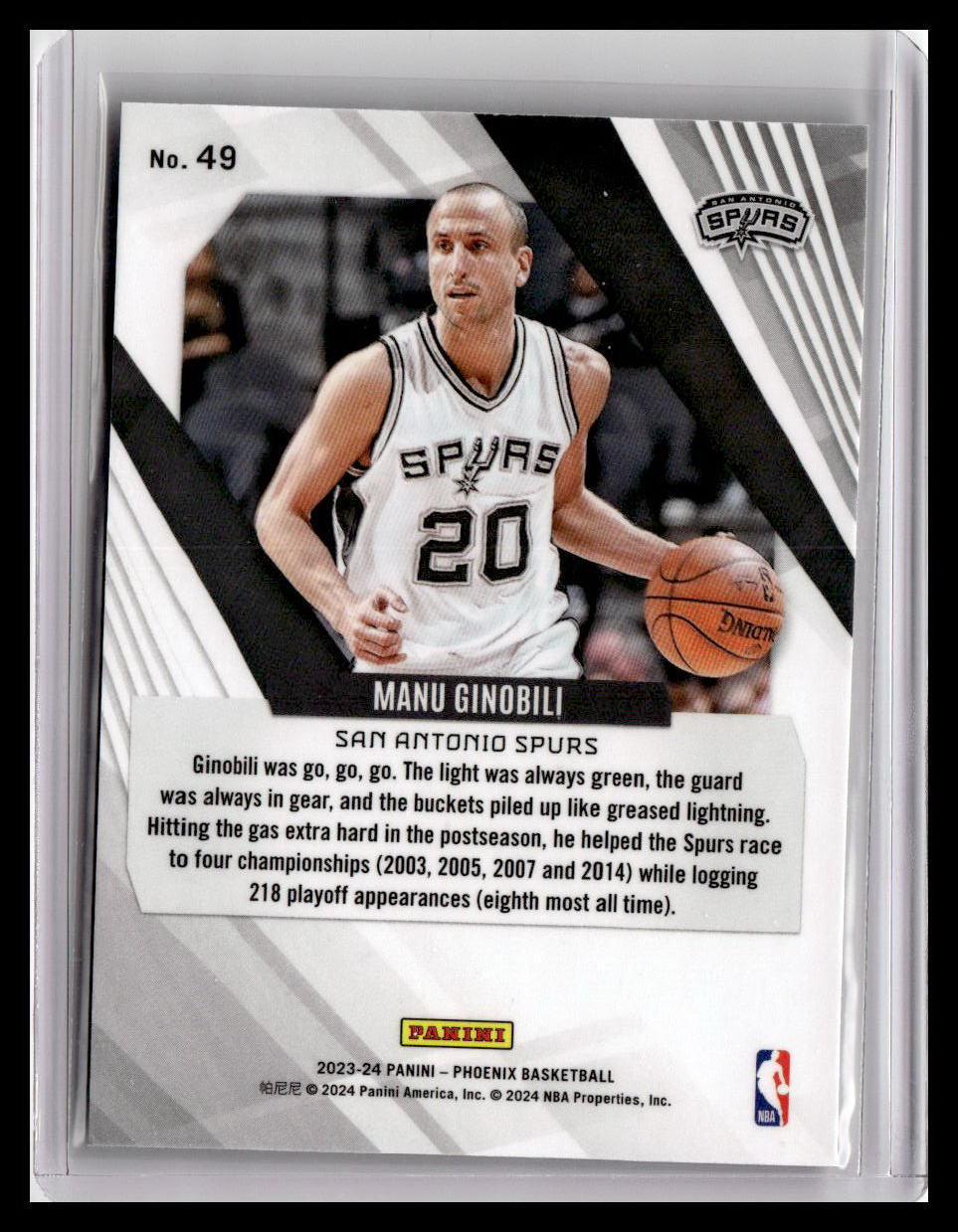 2023-24 Panini Phoenix #49 Manu Ginobili Phoenix Red Ice