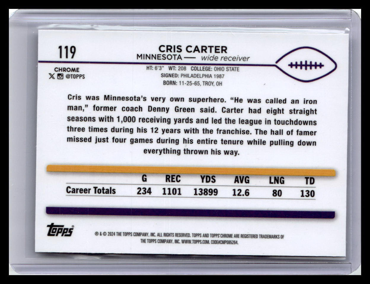 2024 Topps Chrome #119 Cris Carter
