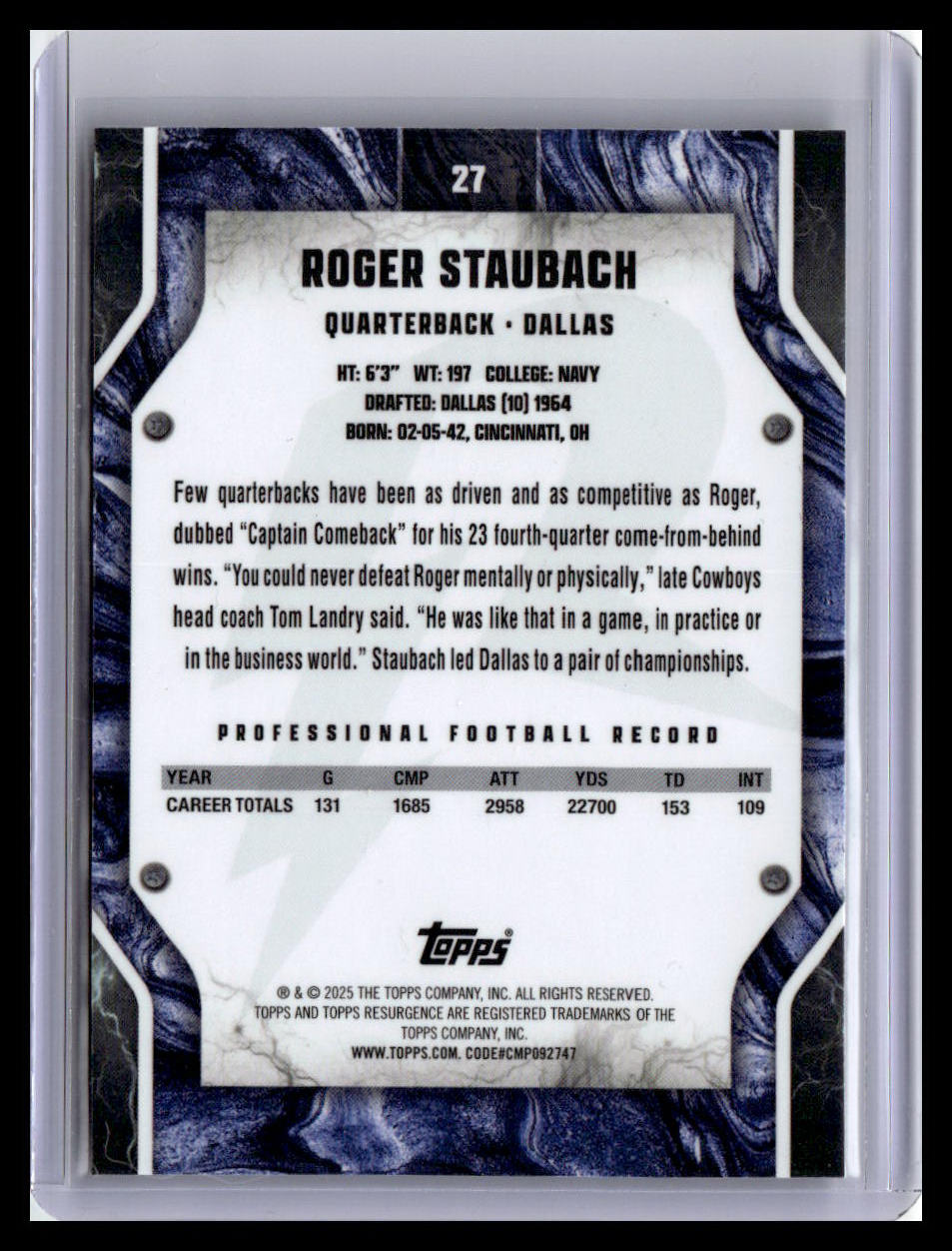 2024 Topps Resurgence #27 Roger Staubach