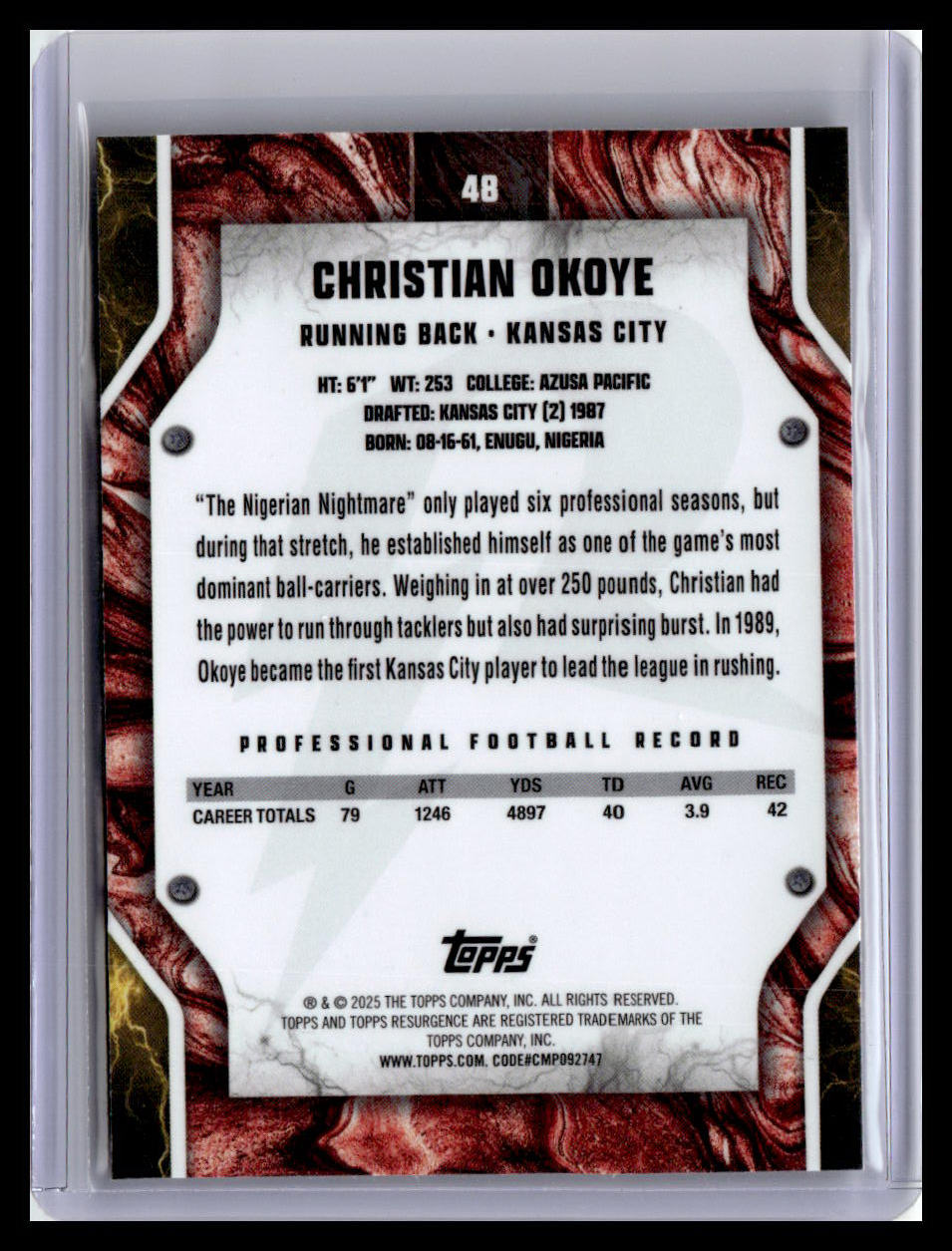 2024 Topps Resurgence #48 Christian Okoye