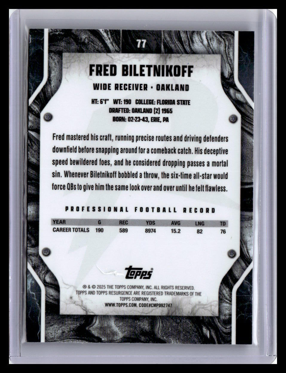 2024 Topps Resurgence #77 Fred Biletnikoff