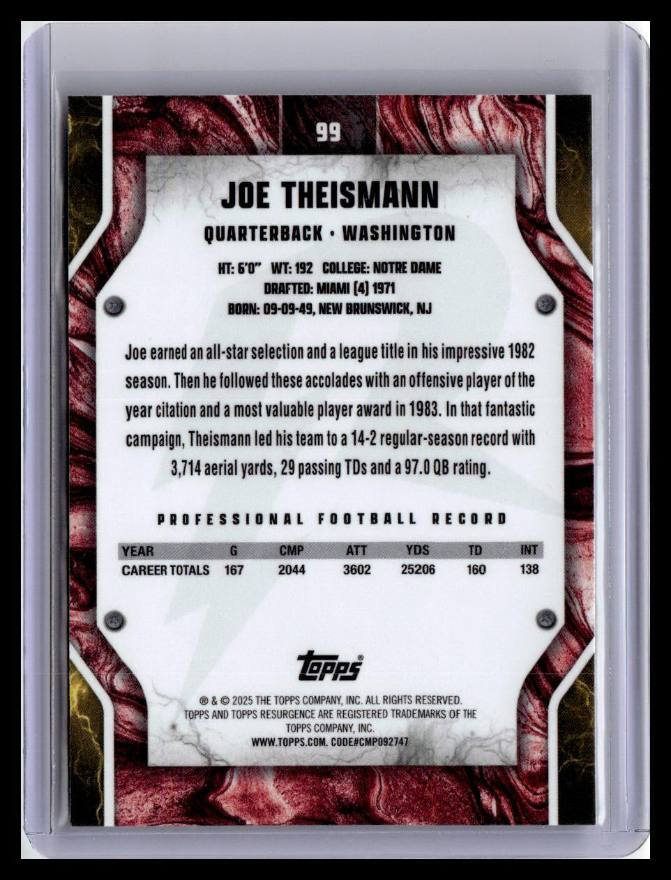 2024 Topps Resurgence #99 Joe Theismann