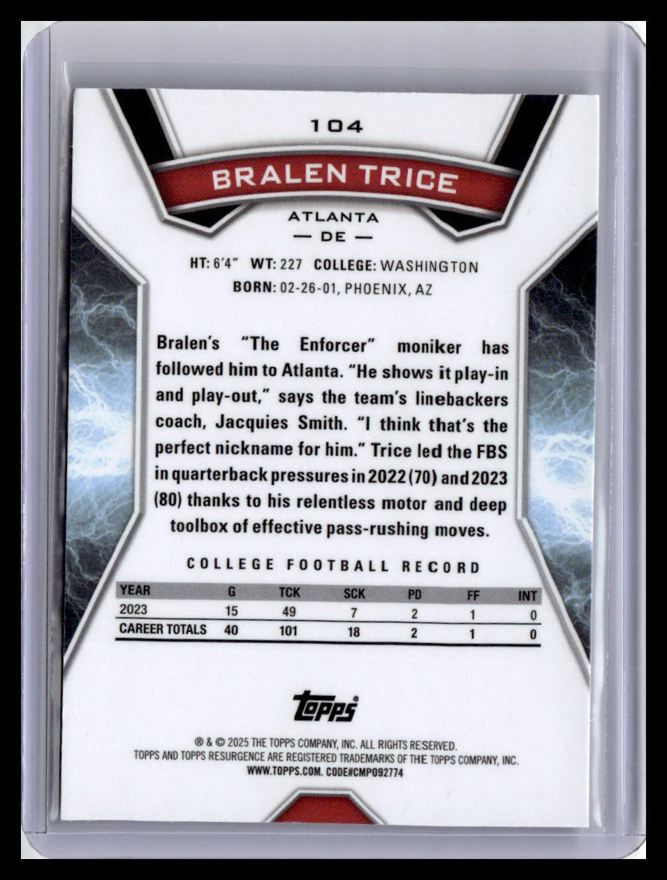 2024 Topps Resurgence #104 Bralen Trice Refractor