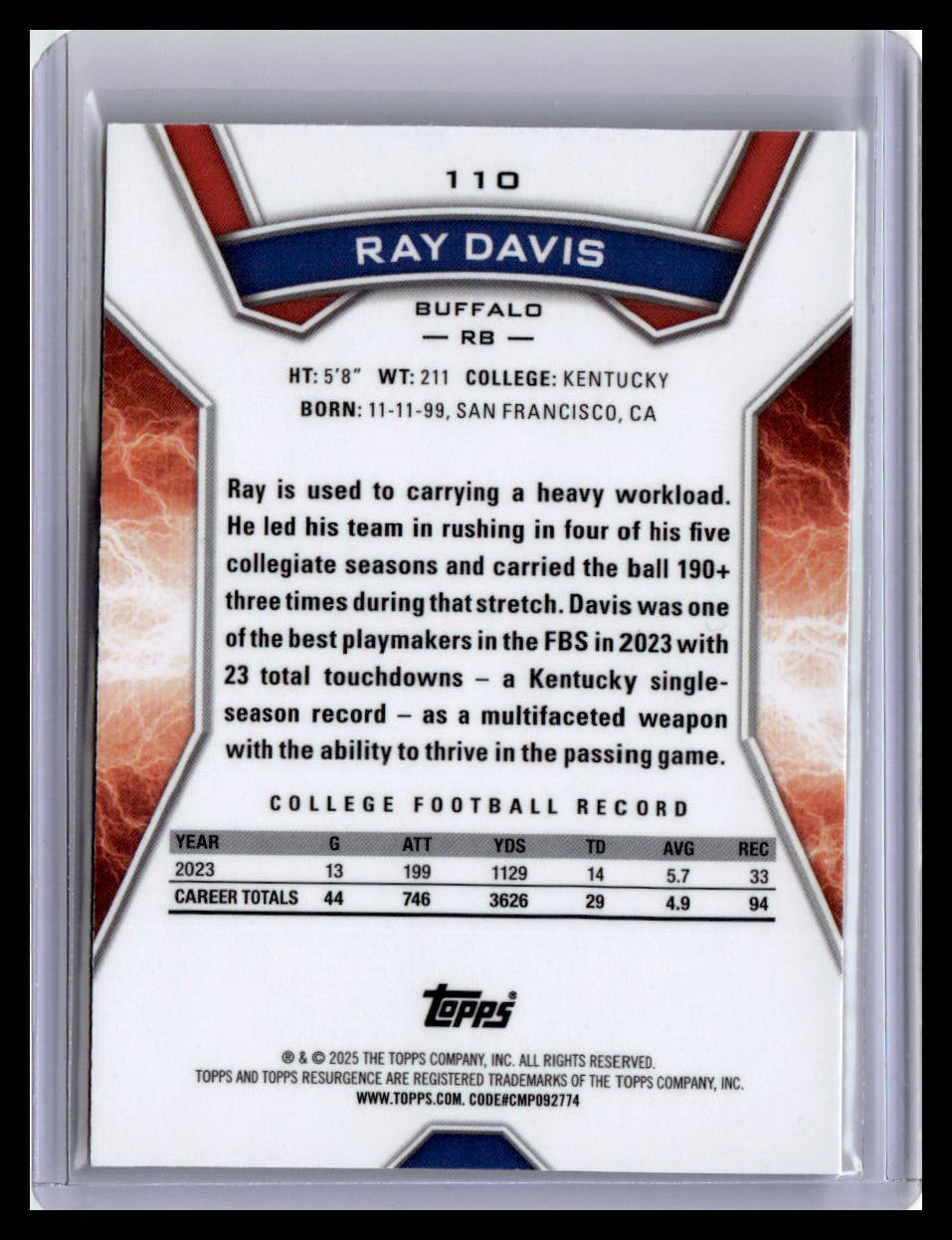 2024 Topps Resurgence #110 Ray Davis