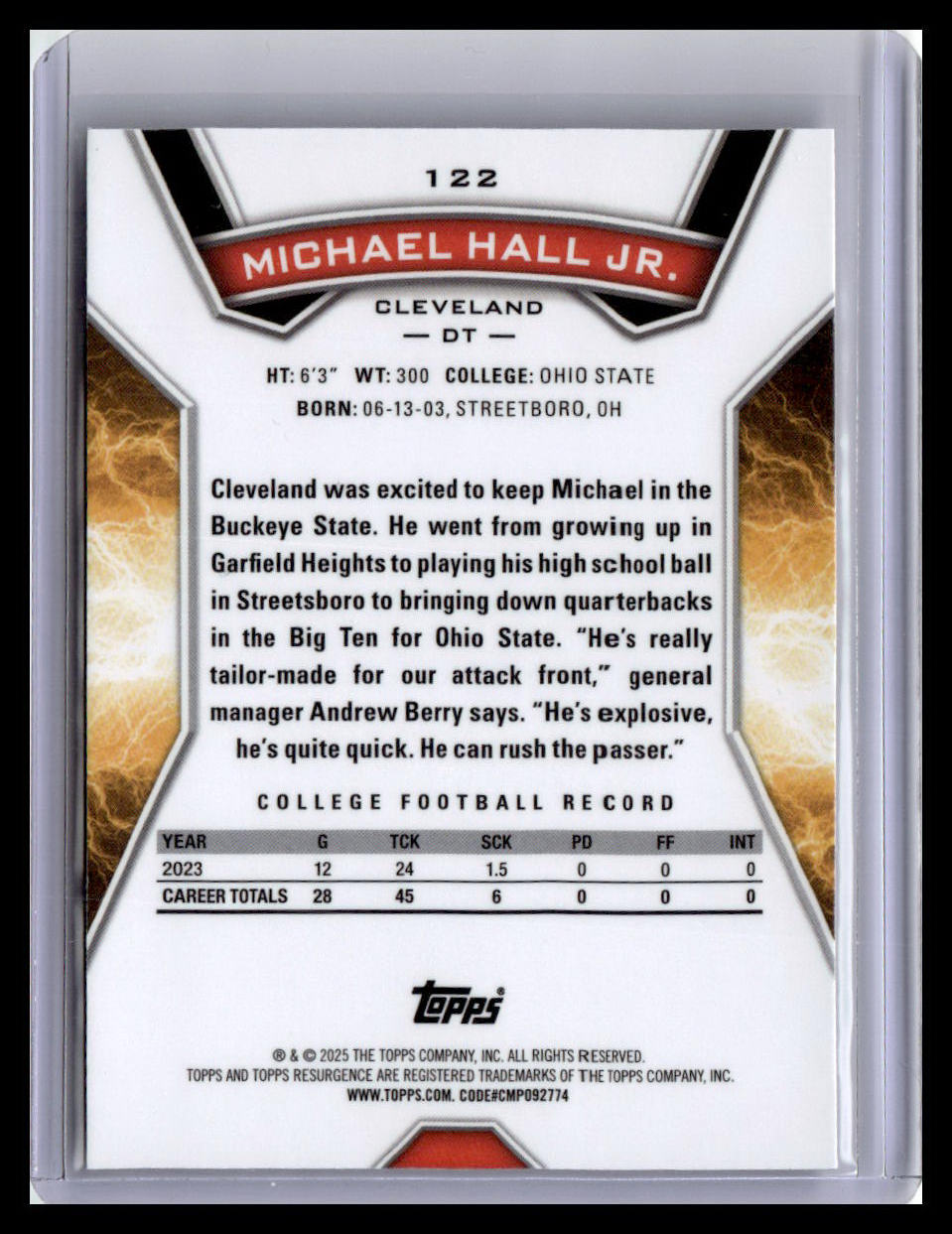 2024 Topps Resurgence #122 Michael Hall Jr.