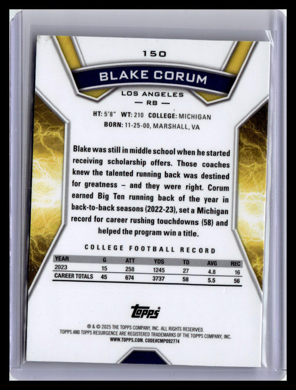 2024 Topps Resurgence #150 Blake Corum