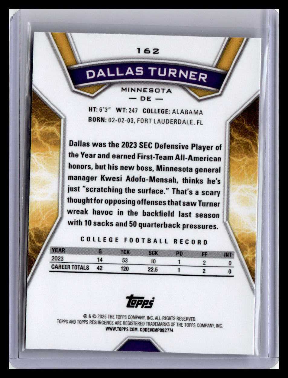 2024 Topps Resurgence #162 Dallas Turner