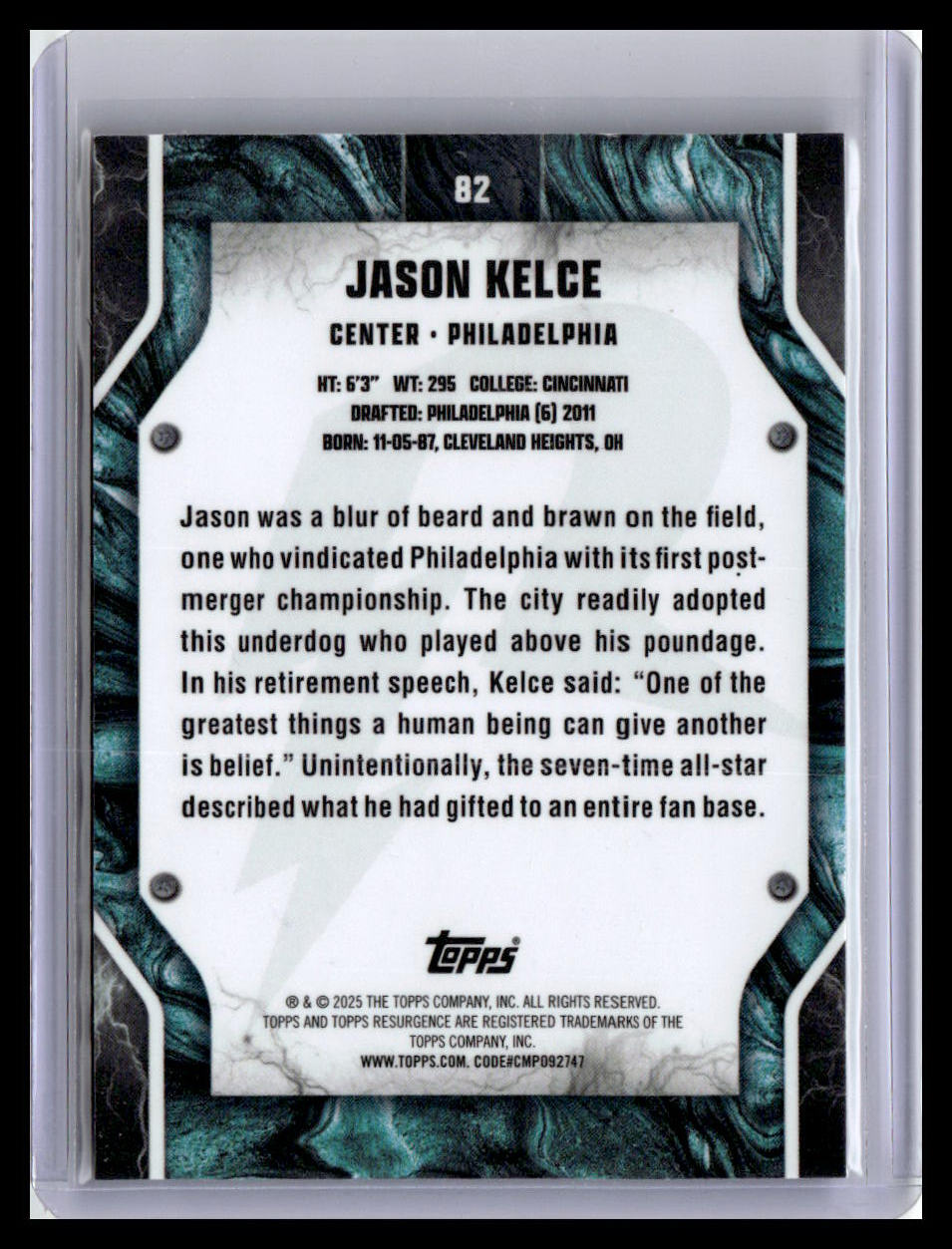 2024 Topps Resurgence #82 Jason Kelce Sky Blue & Pink Shock