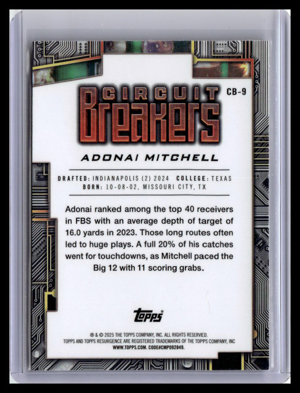 2024 Topps Resurgence #CB-9 Adonai Mitchell Circuit Breakers