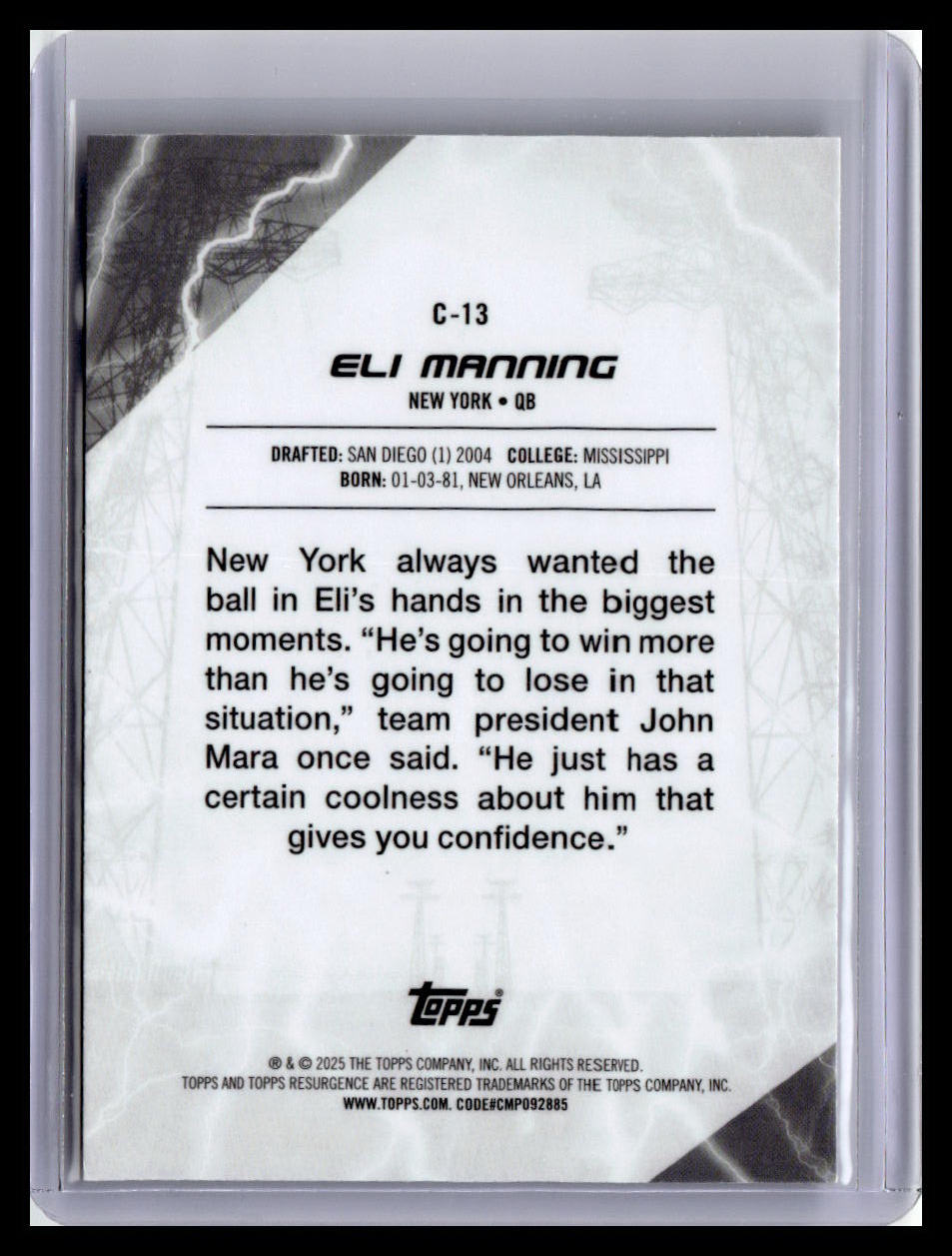 2024 Topps Resurgence #C-13 Eli Manning