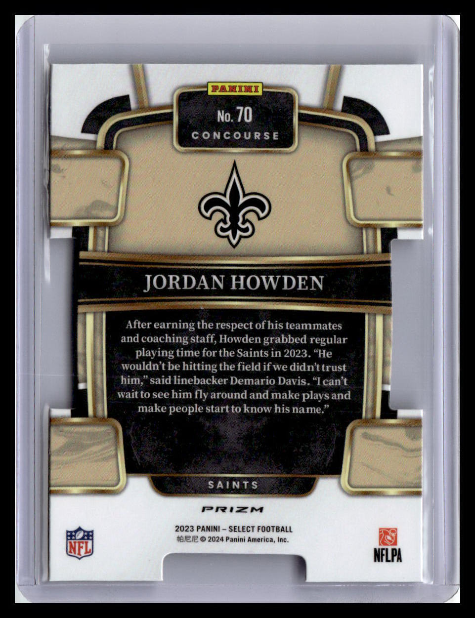 2023 Panini Select #70 Jordan Howden Black and Red Prizms Die Cuts