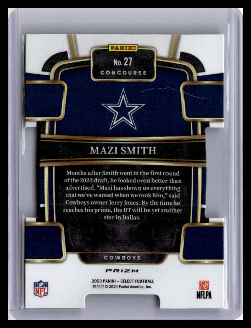 2023 Panini Select #27 Mazi Smith Black and Red Prizms Die Cuts