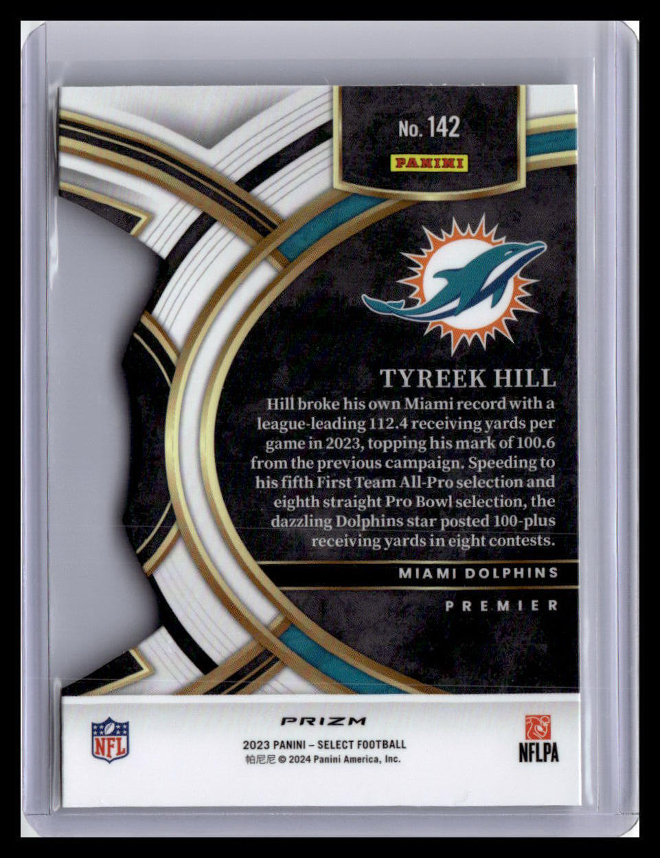 2023 Panini Select #142 Tyreek Hill Black and Red Prizms Die Cuts