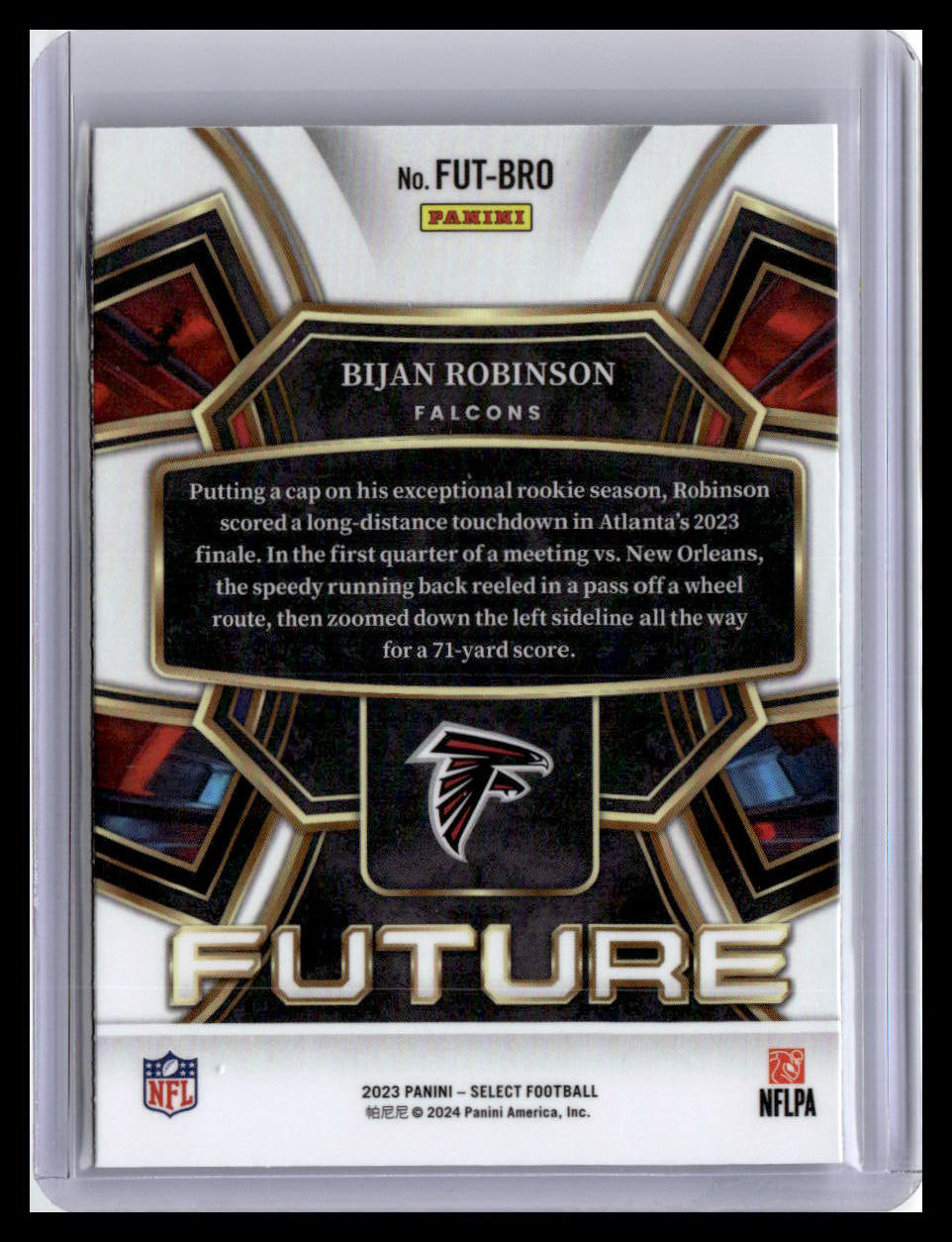 2023 Panini Select #FUT-BRO Bijan Robinson Future