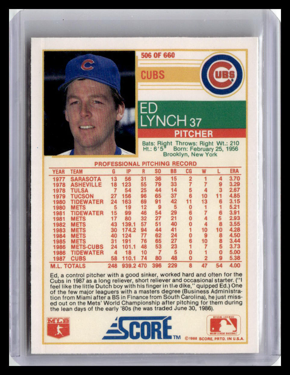 1988 Score #506 Ed Lynch