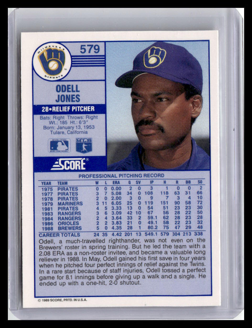 1989 Score #579 Odell Jones