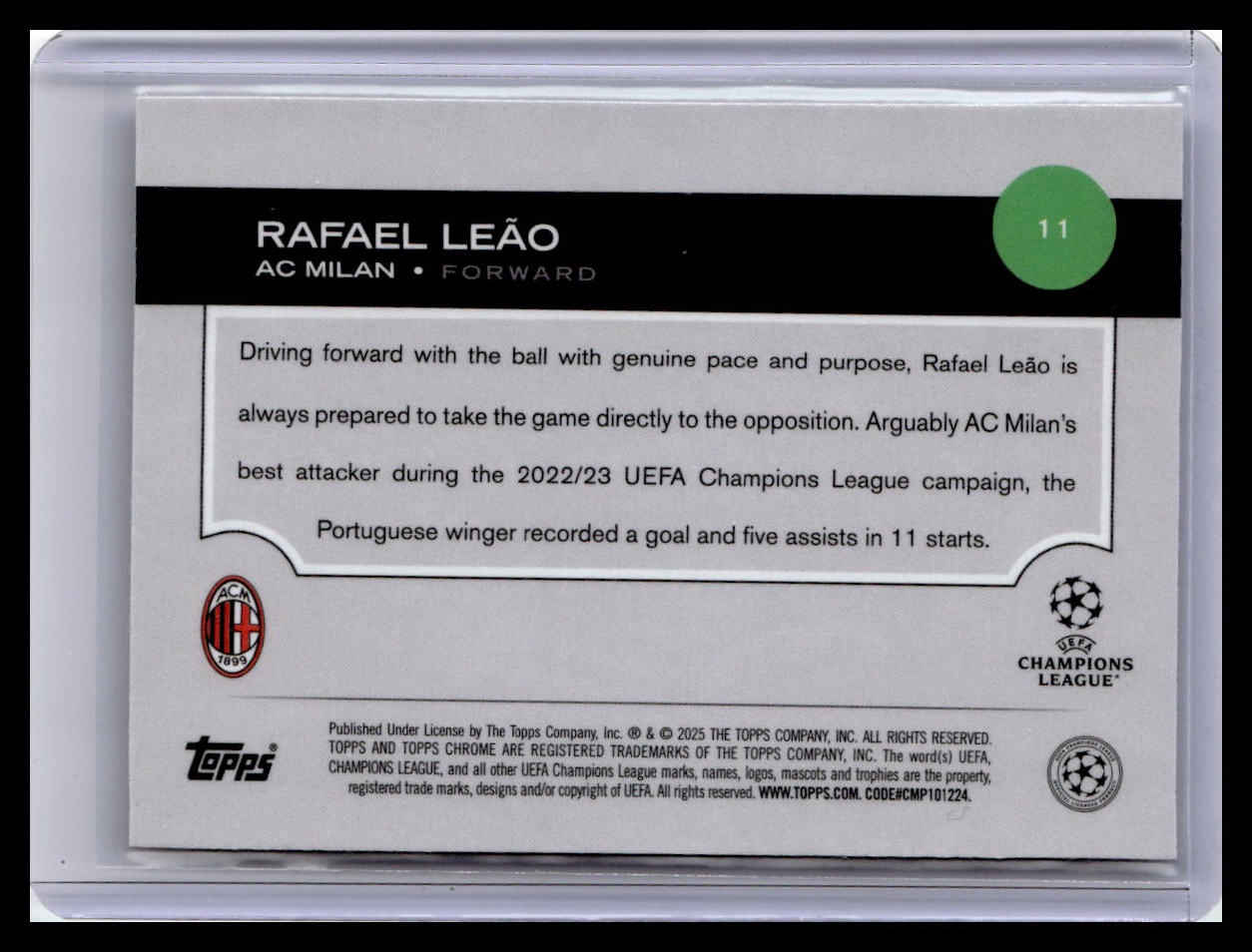 2024-25 Topps Chrome UEFA Club Competitions #11 Rafael Leão