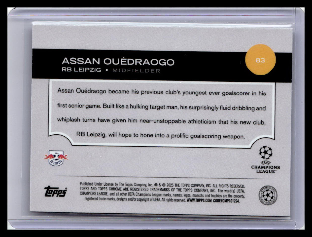 2024-25 Topps Chrome UEFA Club Competitions #83 Assan Ouédraogo