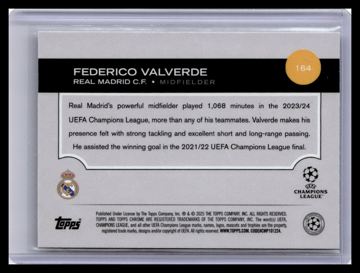 2024-25 Topps Chrome UEFA Club Competitions #164 Federico Valverde