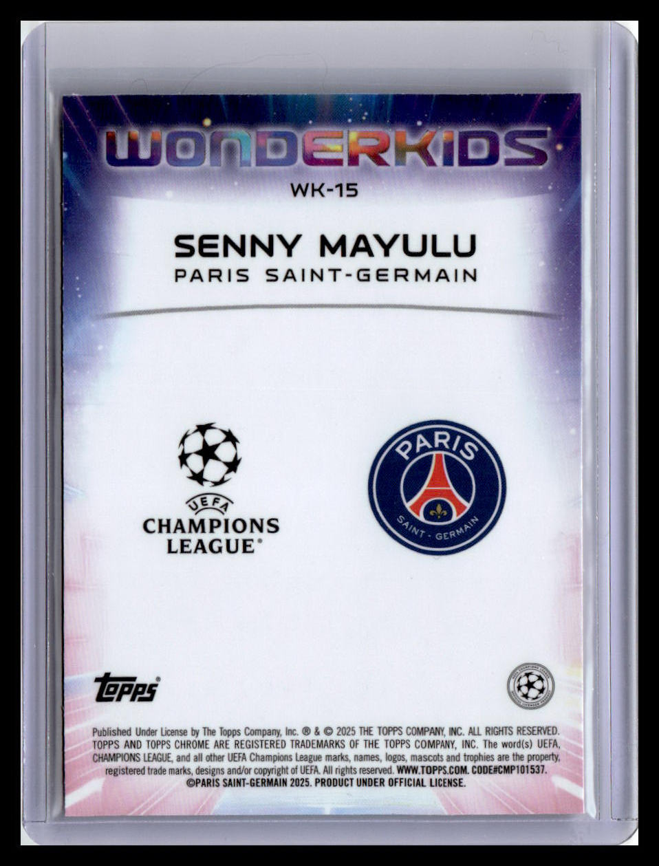 2024-25 Topps Chrome UEFA Club Competitions #WK-15 Senny Mayulu Wonderkids