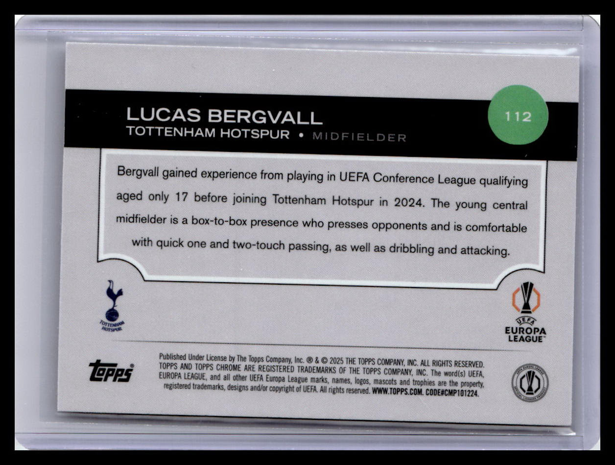 2024-25 Topps Chrome UEFA Club Competitions #112 Lucas Bergvall