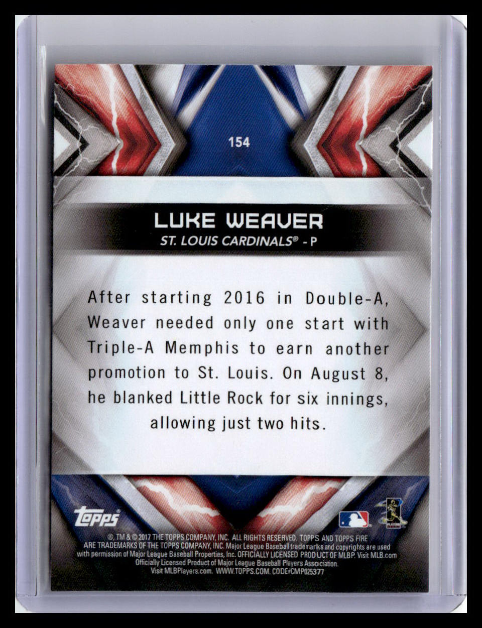 2017 Topps Fire #154 Luke Weaver