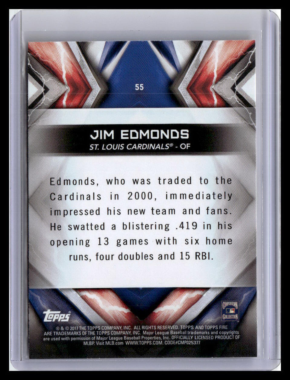 2017 Topps Fire #55 Jim Edmonds